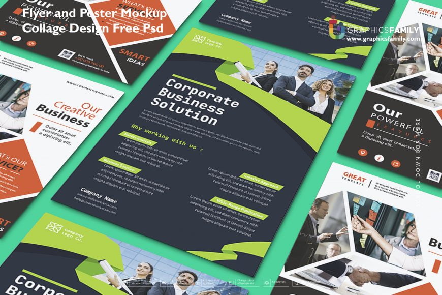 Flyer and Poster Mockup Collage Design Free Psd