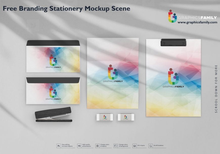 Free Branding Stationery Mockup Scene