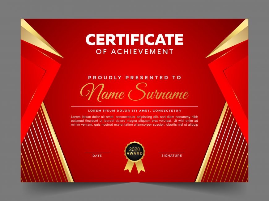 Red and Gold Modern Diploma Template
