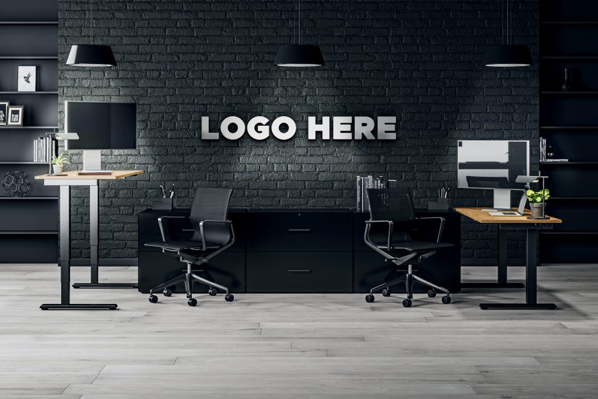 Dark Office Logo Mockup by GraphicsFamily.com