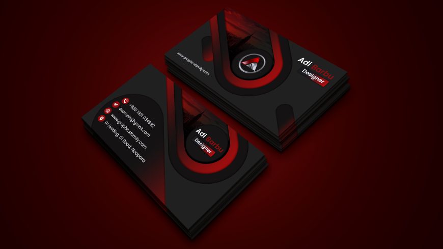 Free Red and Black Print Ready Business Card Design