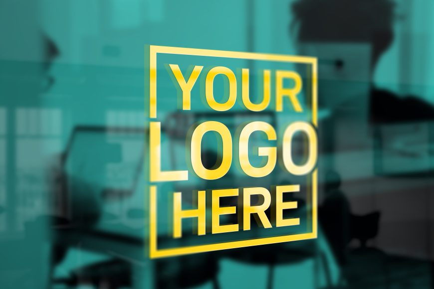 Yellow Office Window Logo Mockup free download