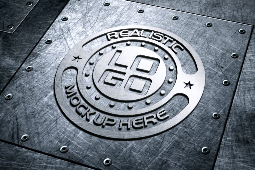 Silver Logo Mockup on Steel Background Texture
