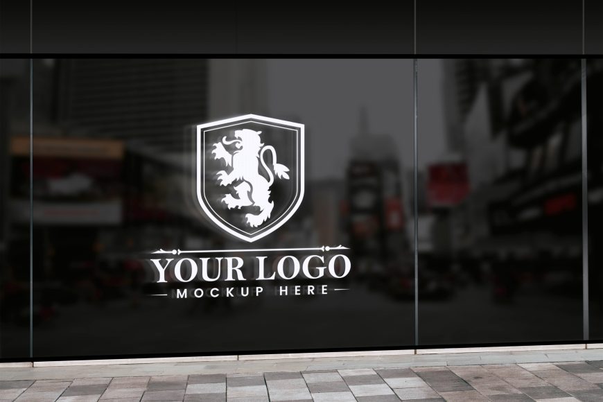 Transparent Glass Window Corporate Logo Presentation