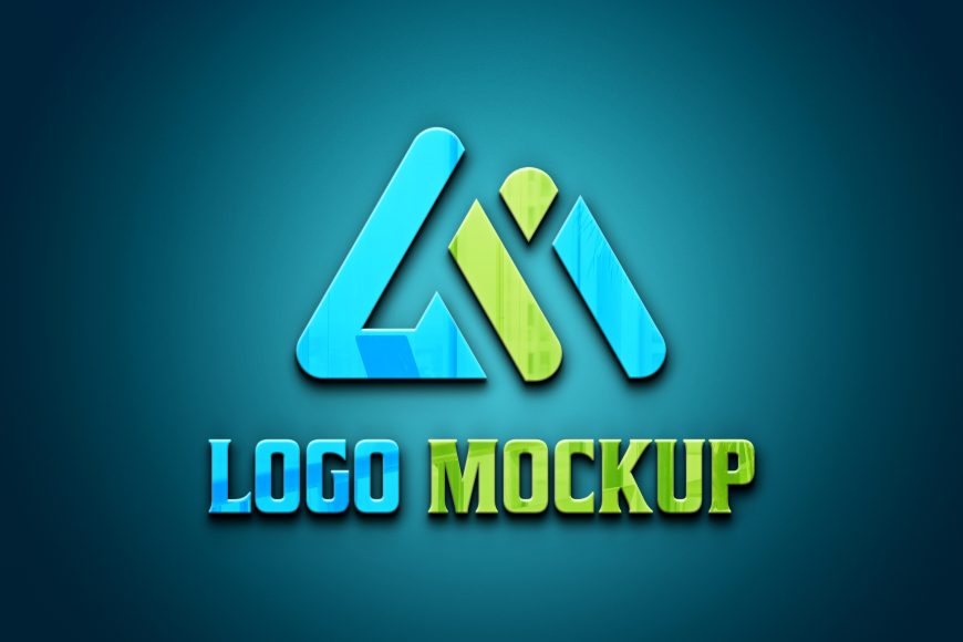 Glass Effects 3D Logo Mockup on Blue Surface