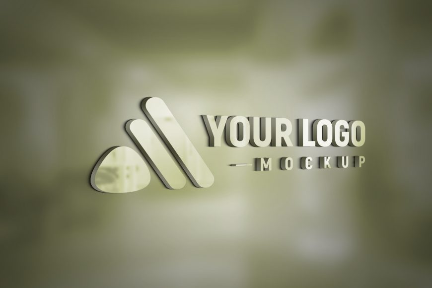 Logo Mockup In Panel On Office Glass