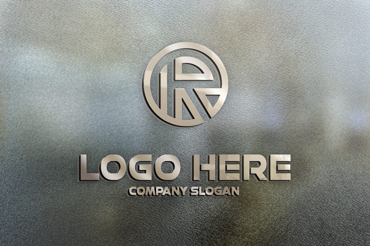 3D Office Glass Logo Mockup