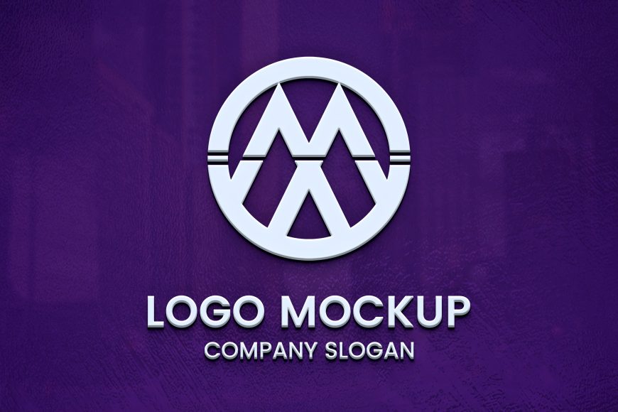 White 3D Logo Mockup on Violet Surface